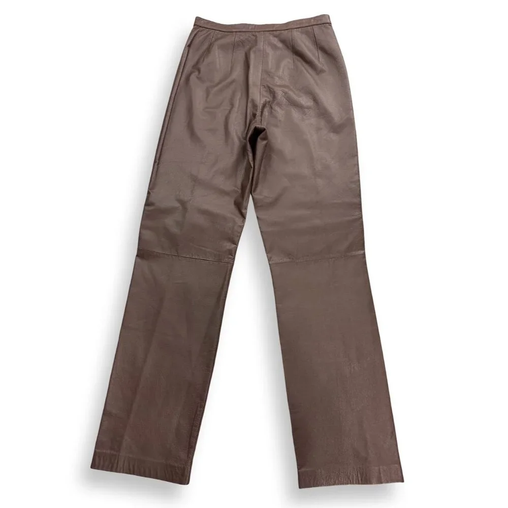 VTG Mixit Y2K‎ Leather Pants Womens 8 High Rise 28x31 Chocolate Brown Streetwear
